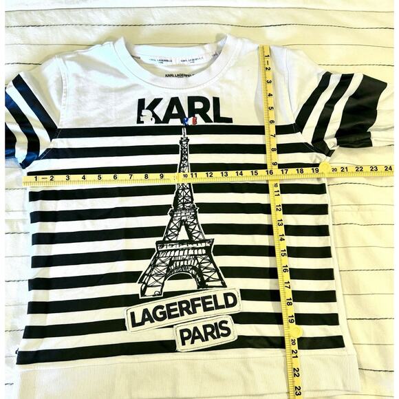 Karl Lagerfeld Paris | Womens Sweatshirt Black White Striped Eiffel Tower -M - Picture 3 of 5